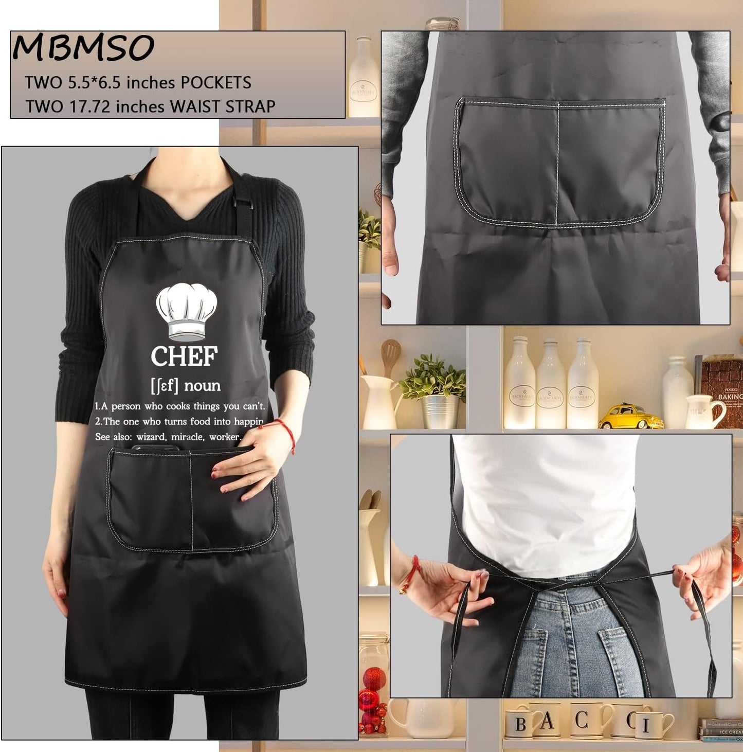 Chef Apron Novelty Chef Cooking Kitchen Aprons Chef Waterproof Apron Culinary School Gifts Chef Graduation Gift