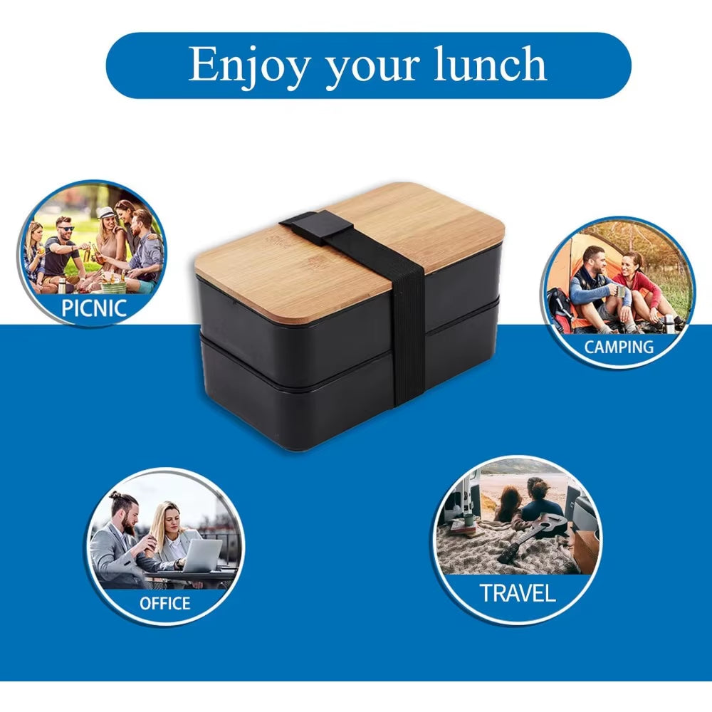 Stackable Bento Lunch Box with Insulated Bag Microwaveable Divided Large Capacity Bento Box for Office Workers and Students