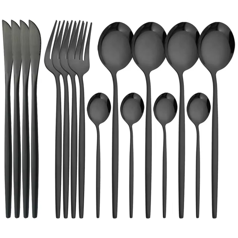 16Pcs Green Gold Dinnerware Stainless Steel Cutlery Set Knife Fork Tea Spoon Dinner Flatware Set Kitchen Silverware Tableware