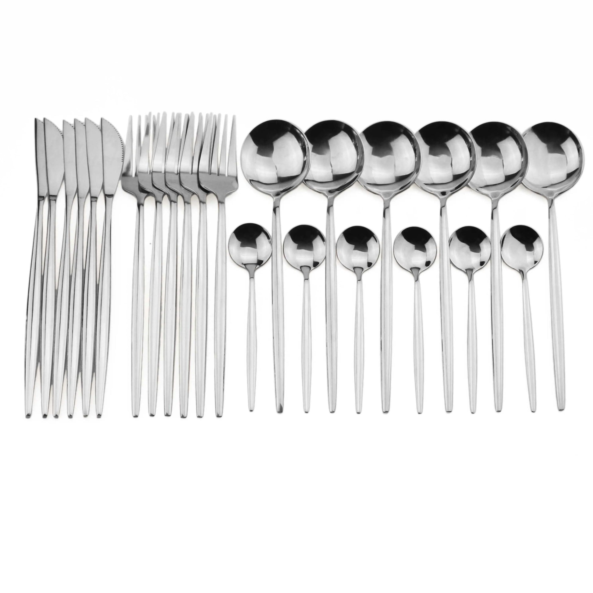 24-Piece Purple Cutlery Set 304 Stainless Steel Knife Fork Spoon Teaspoon Dinnerware Set Tableware Set Silverware Set Wholesale