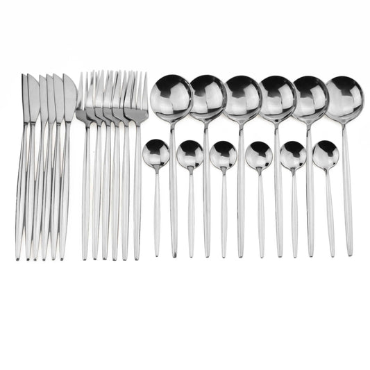 24-Piece Purple Cutlery Set 304 Stainless Steel Knife Fork Spoon Teaspoon Dinnerware Set Tableware Set Silverware Set Wholesale