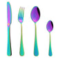 Gold Dinnerware Set Stainless Steel Cutlery Set Black Fork Knife Tea Spoon Dinner Set Colorful Silverware Kitchen Tableware Set