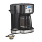 2-Way Programmable Coffee Maker, Single-Serve and 12-Cup Pot, Glass Carafe, Stainless Steel, New, 47650