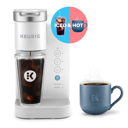 K-Iced Essentials Iced and Hot Single-Serve K-Cup Pod Coffee Maker, White