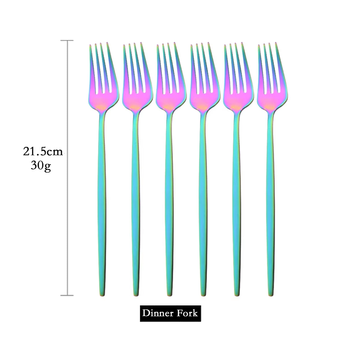 Green Gold 6Pcs Dinner Fork Tableware Dinnerware Stainless Steel Silverware Kitchen Party Flatware Matte Black Cutlery Set