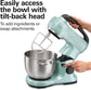 Electric Stand Mixer, 4 Quarts, Dough Hook, Flat Beater Attachments, Splash Guard, 7 Speeds with Whisk, Aqua