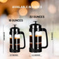 - P3 French Press - Double Micro-Filtered Coffee and Tea Maker, Grit-Free and Bitterness-Free Brews, Ideal for Loose Tea and Coffee Grounds - (Black, 32 Oz)