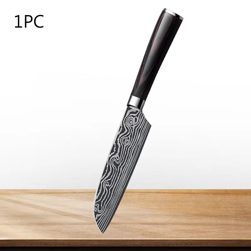 Professional Japanese Knife Kitchen Knife Carbon Steel Santoku Peeling Japanese Kitchen Chef Knives and Accessories Wood Handle