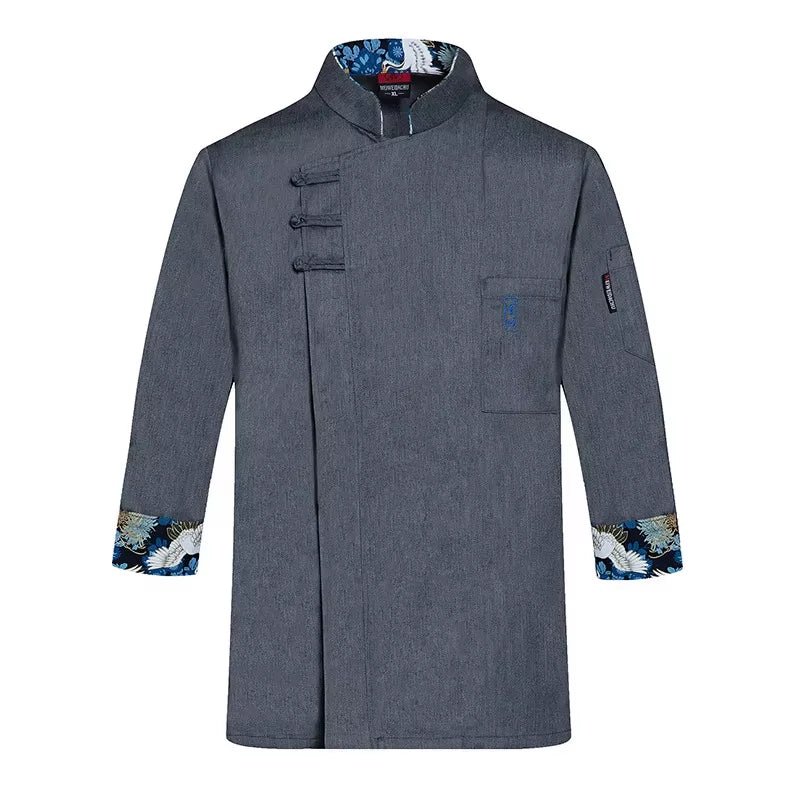 Chef Uniform Jacket Men Women 3/4 Sleeve Kitchen Cook Coat Waiter Shirt