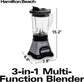 Blender for Shakes and Smoothies & Food Processor Combo, with 40Oz Glass Jar, Portable Blend-In Travel Cup & 3 Cup Electric Food Chopper Attachment, 700 Watts, Gray & Black (58163)