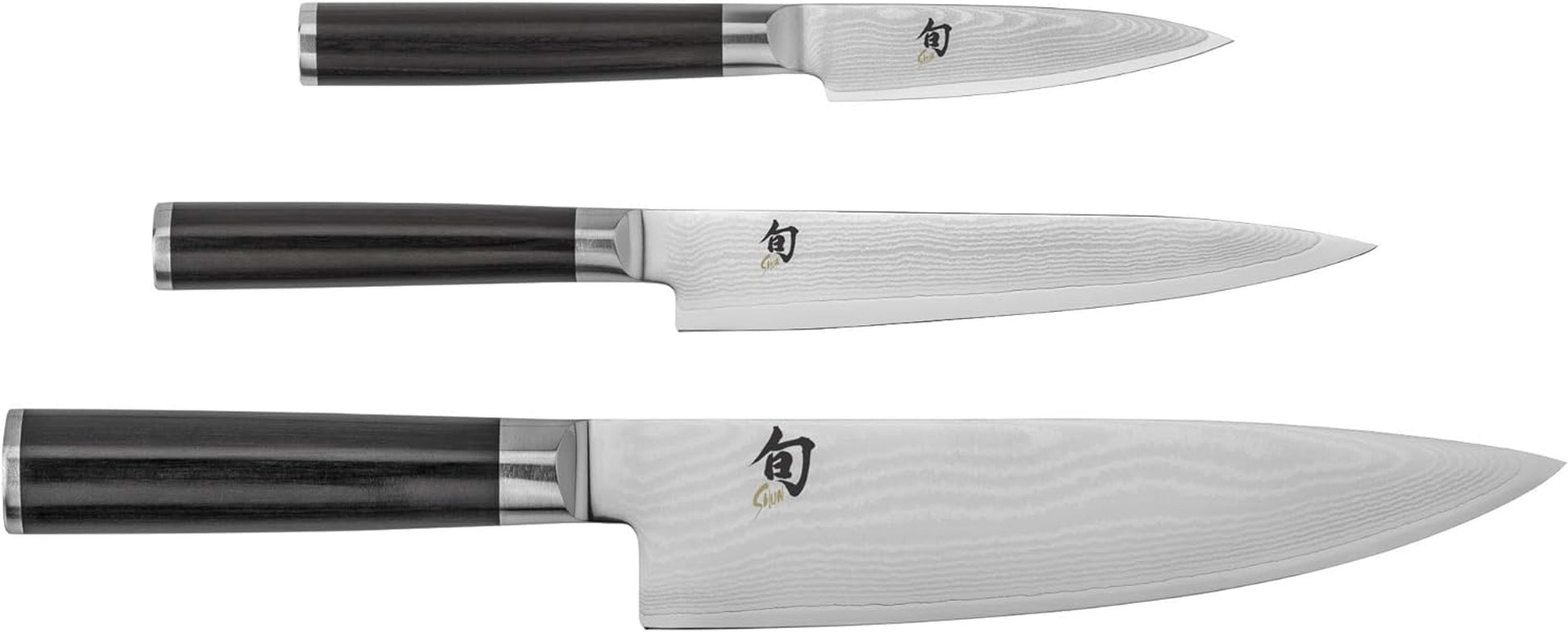 Classic Blonde 3 Piece Starter Set, Includes 8" Chef'S Knife, 3.5" Paring Knife & 6" Utility Knife, Handcrafted Japanese Knife Set, Damascus Stainless Steel Cladding, Pakkawood Handle