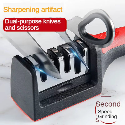 1 Piece Kitchen 3/4-Segment Knife Sharpener Household Multi-Functional Hand-Held 3/4-Purpose Black Sharpening Stone