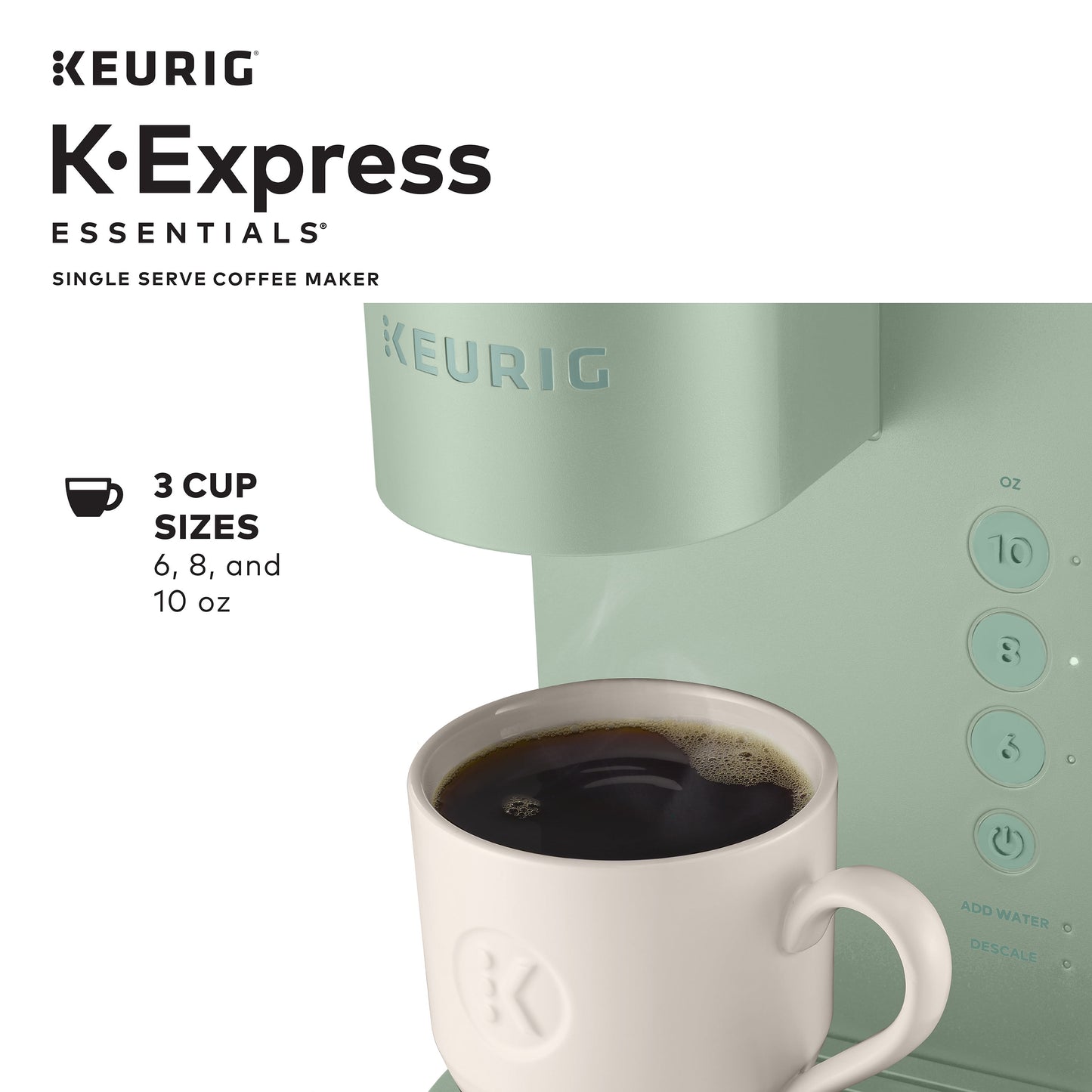 K-Express Essentials Single Serve K-Cup Pod Coffee Maker, Sage