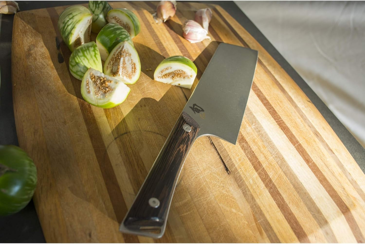 Kanso 7" Asian Utility Knife, Handcrafted Japanese Kitchen Knife Ideal for Stir Fry, AUS10A Stainless Steel Blade, Tagayasan Handle, Precision and Sharpness for Professional and Home Chefs