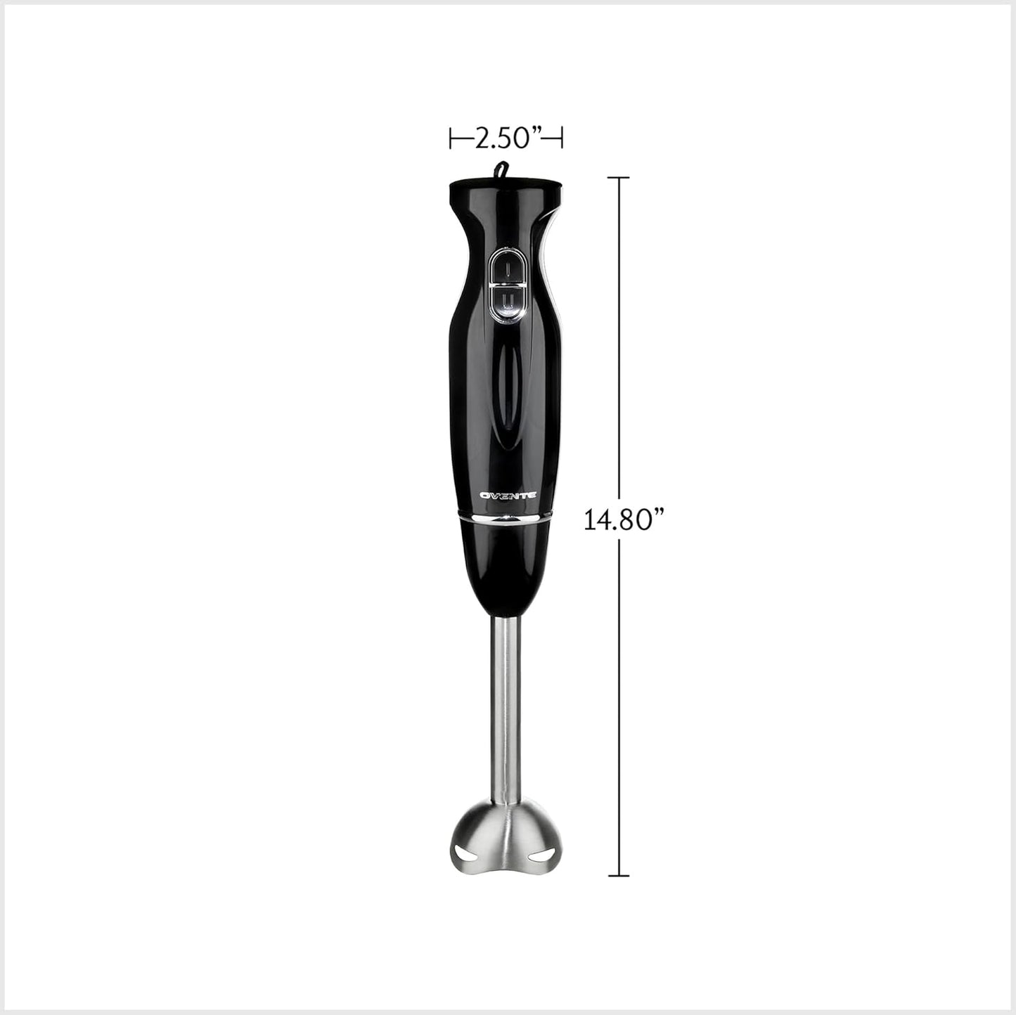 Electric Immersion Hand Blender 300 Watt 2 Mixing Speed with Stainless Steel Blades, Powerful Portable Easy Control Grip Stick Mixer Perfect for Smoothies, Puree Baby Food & Soup, Black HS560B