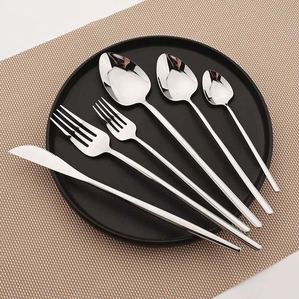 New 2023 Cutlery Set 18/10 Stainless Steel Flatware Set Fork Spoon Knife Dinner Set Golden Dinnerware Set Kitchen Silverware