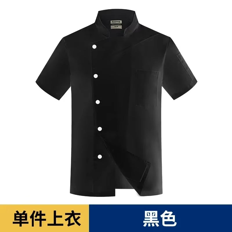 Men Black Chef Coat Women Long Sleeve Apron Chef Jacket for Summer Head Chef Uniform Restaurant Hotel Kitchen Cooking Clothes