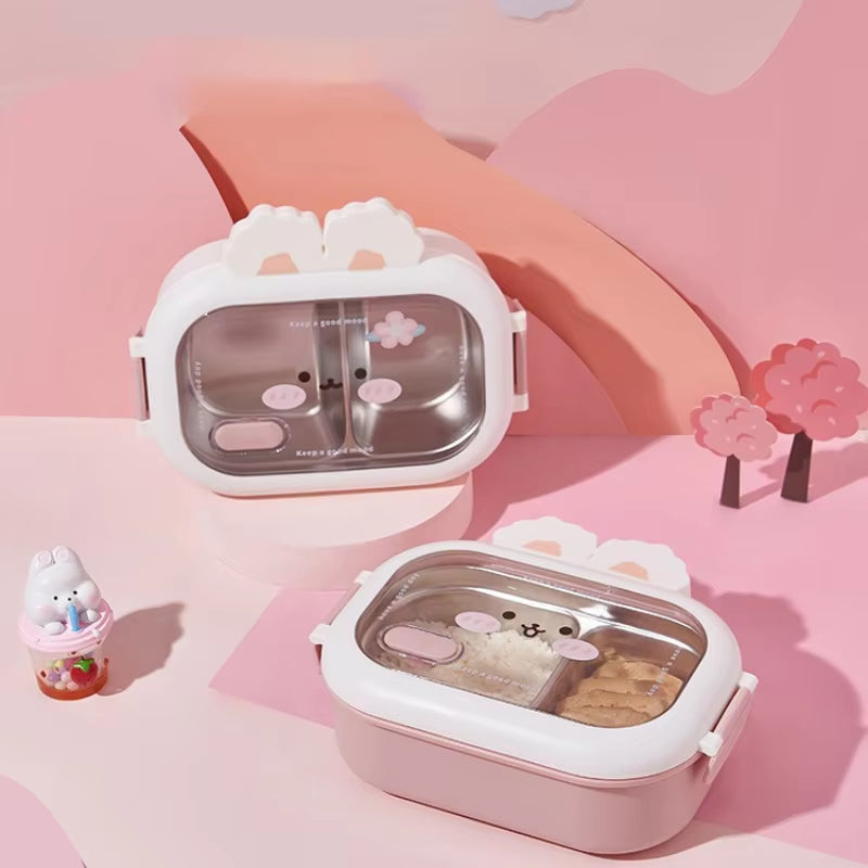 Stainless Steel Lunch Box Rabbit Design Divides Large Capacity Portable Sealed Bento Box Children Student Cute Birthday Gifts