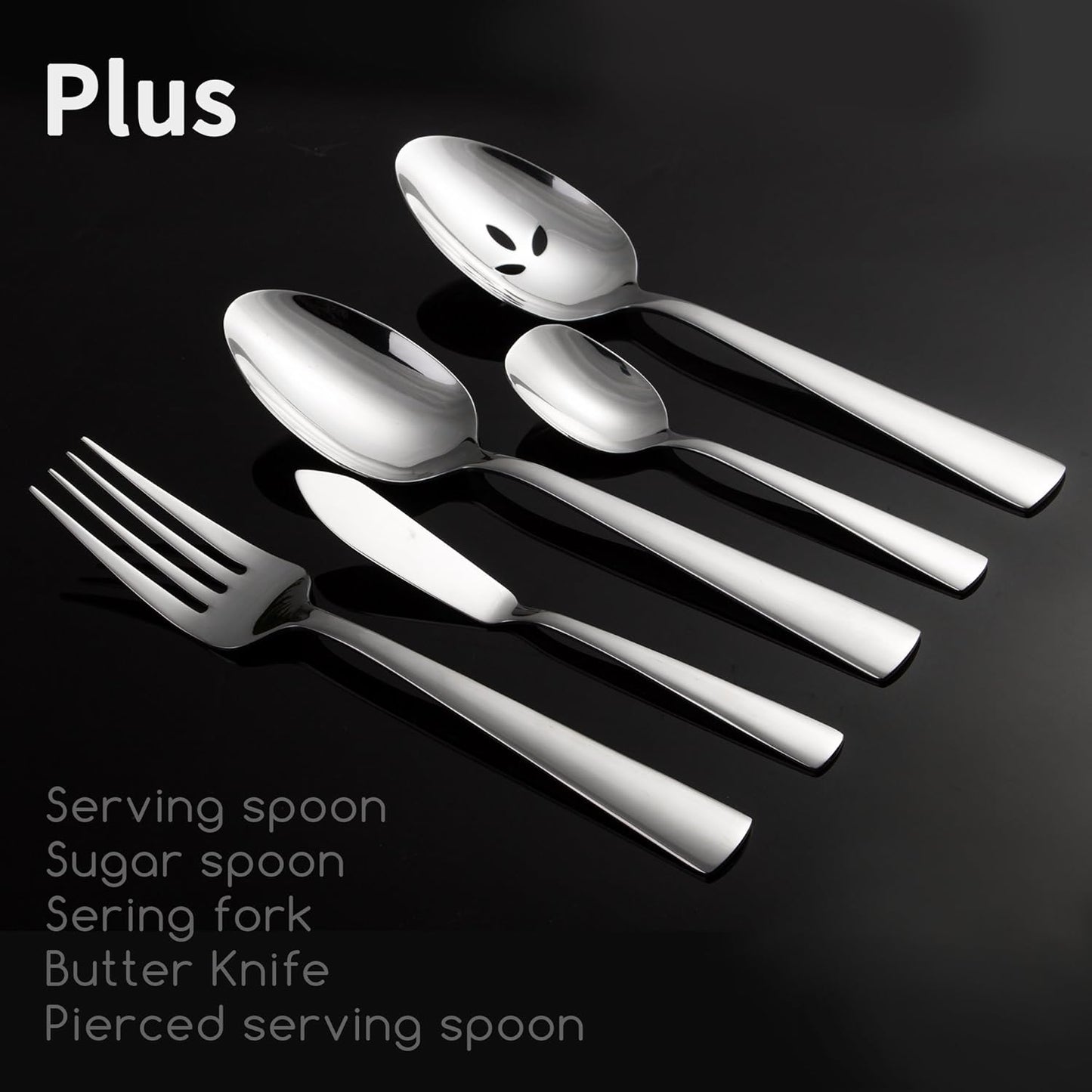 45-Piece Silverware Flatware Cutlery Set Service for 8, Durable Stainless Steel Tableware in Ergonomic Design Size and Weight, Dishwasher Safe