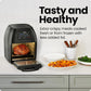 Multifunctional Digital Air Fryer+ Rotisserie, Dehydrator, Convection Oven, 17 Touch Screen Presets Fry, Roast, Dehydrate, Bake, XL 10L Family Size, Auto Shutoff, Large Easy-View Window, Black