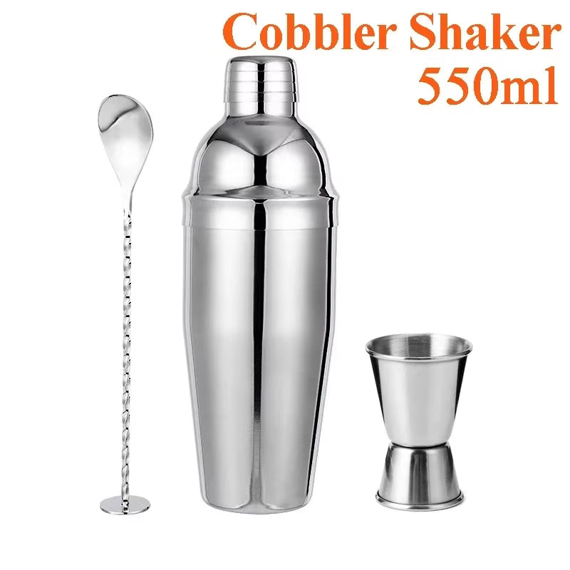 Stainless Steel Cocktail Shaker Set Mixer Bartender Kit Cobbler Boston Shaker Bars Set Tools Jigger Mixer Muddler Pourer Spoon