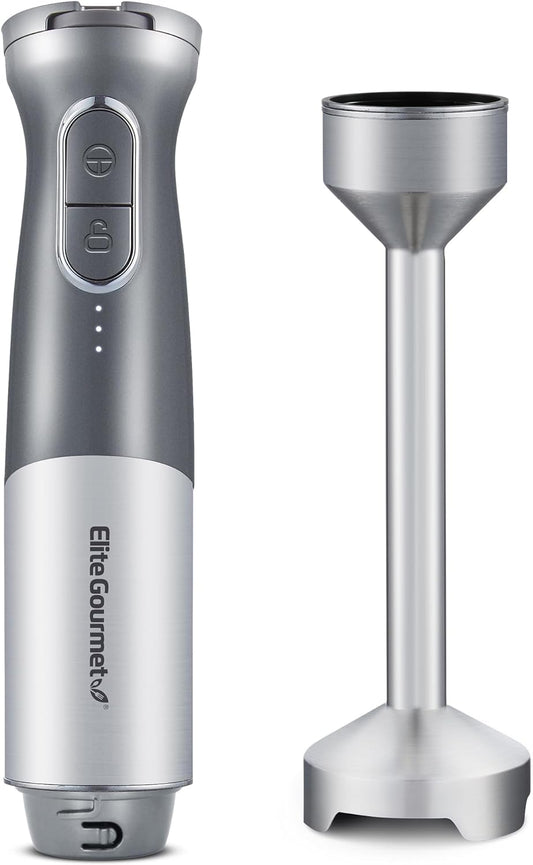 EHB1300 Cordless Rechargeable Hand Blender, Variable Speed Blending, One-Touch Power, Stainless Steel Blade, Portable Easy Control Stick Mixer, Sauce, Soup, Smoothie, Baby Food,Dark Grey