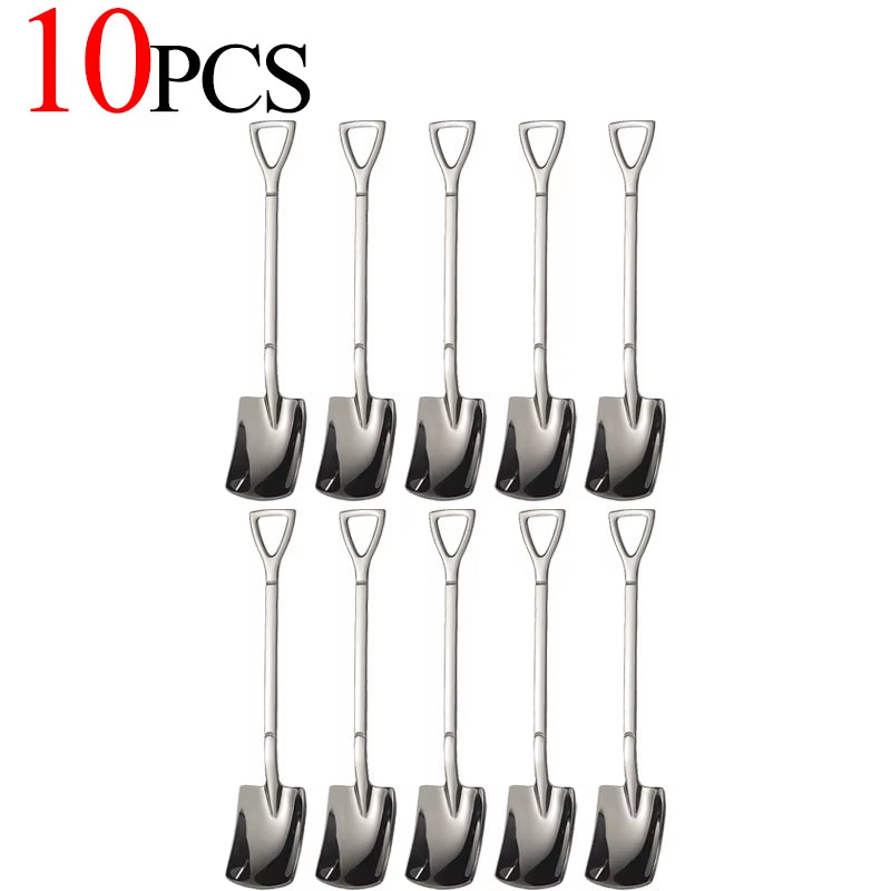 20/1Pcs Stainless Steel Shovel Spoon Gold Silver Coffee Spoons Ice Cream Dessert Scoops Teaspoon Kitchen Tableware Cutlery Set