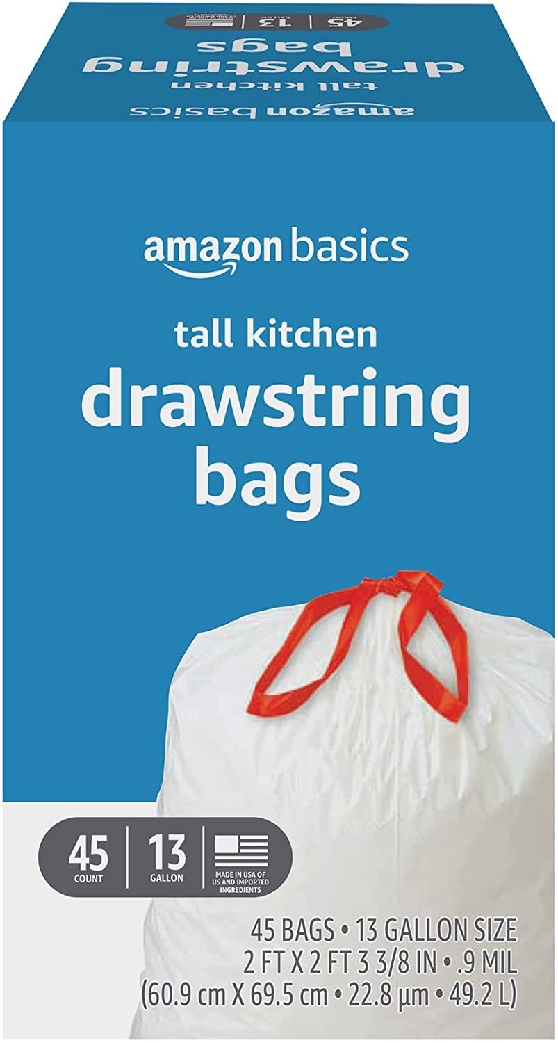 Tall Kitchen Drawstring Trash Bags, 13 Gallon, 120 Count, Pack of 1