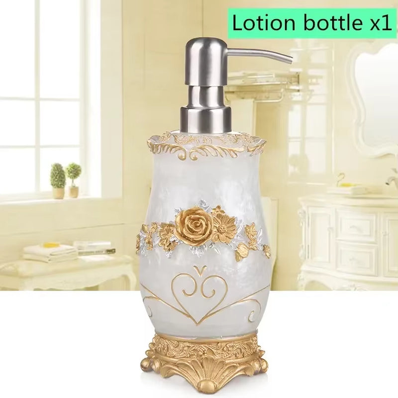 European Style Luxury Bathroom Accessories Set, Romantic Flowers, Antique Resin Wash Suit, Bathroom Supplies, Mouthwash Cup