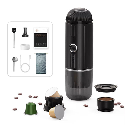 Portable 2 In1 Espresso Machine, Compatible Capsules and Ground Coffee,19 Bar Pressure,Perfect for Kitchen Travel,Camping