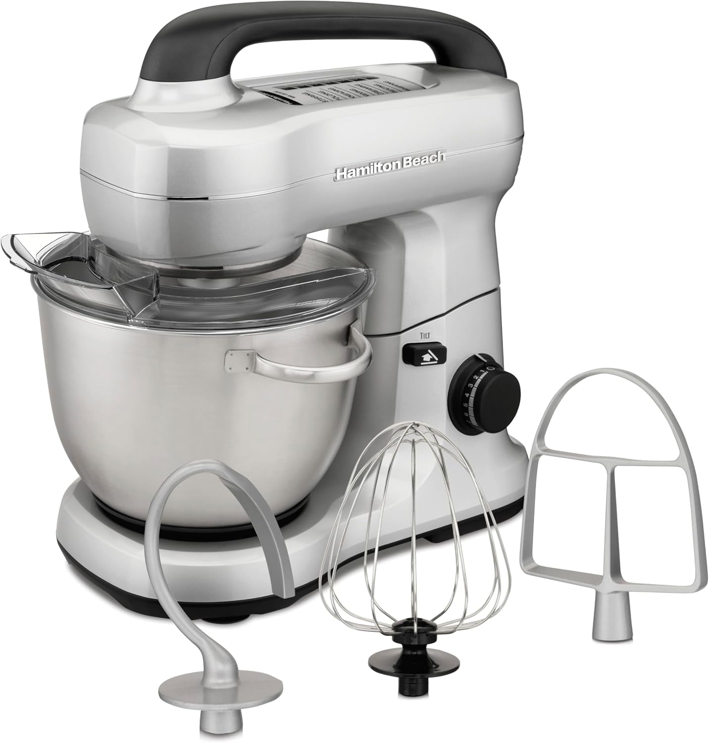 Electric Stand Mixer, 4 Quarts, Dough Hook, Flat Beater Attachments, Splash Guard 7 Speeds with Whisk, Red