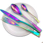 Set of 4 Luxury Shiny Mirror Champagne Knife Fork Spoon Cutlery Dinnerware Set 304 Stainless Steel Flatware Silverware Sets