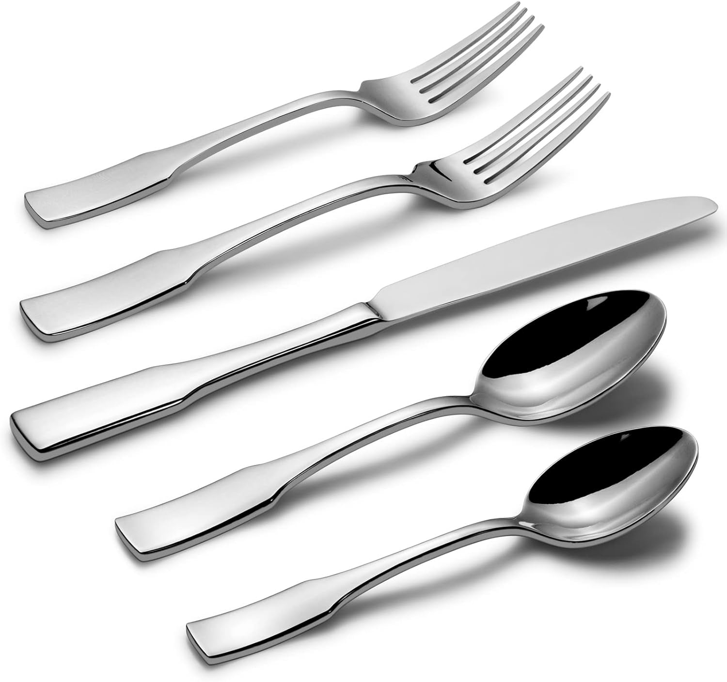 Kate 40-Piece Silverware Set,Service for 8,Stainless Steel Flatware Set,Mirror Polished Cutlery Set,Dishwasher Safe