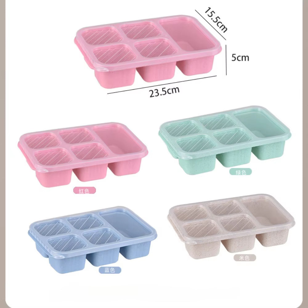 5 Compartment Reusable Bento Box Leak-Proof Portable Food Storage with Secure Lid Ideal for School Work Camping and Picnics