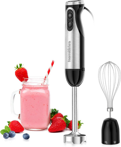 Immersion Blender, 20 Variable Speeds & Turbo, 4-In-1 Stainless Steel Handheld Blender Stick Mixer with Egg Whisk, Beaker & Chopper Bowl