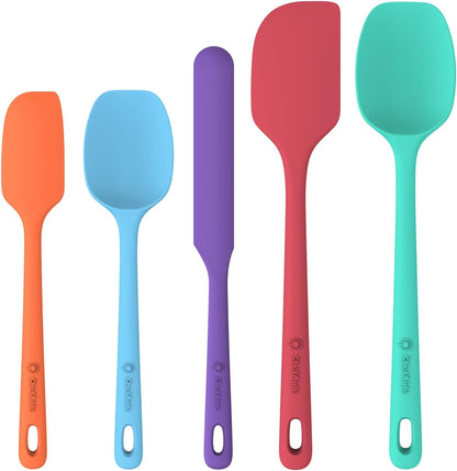 4 Pieces Silicone Spatula Set, Food Grade Rubber Spatula, Upgrade Strong Handle with Ergonomic Grip, Heat Resistant for Nonstick Cookware, Cooking