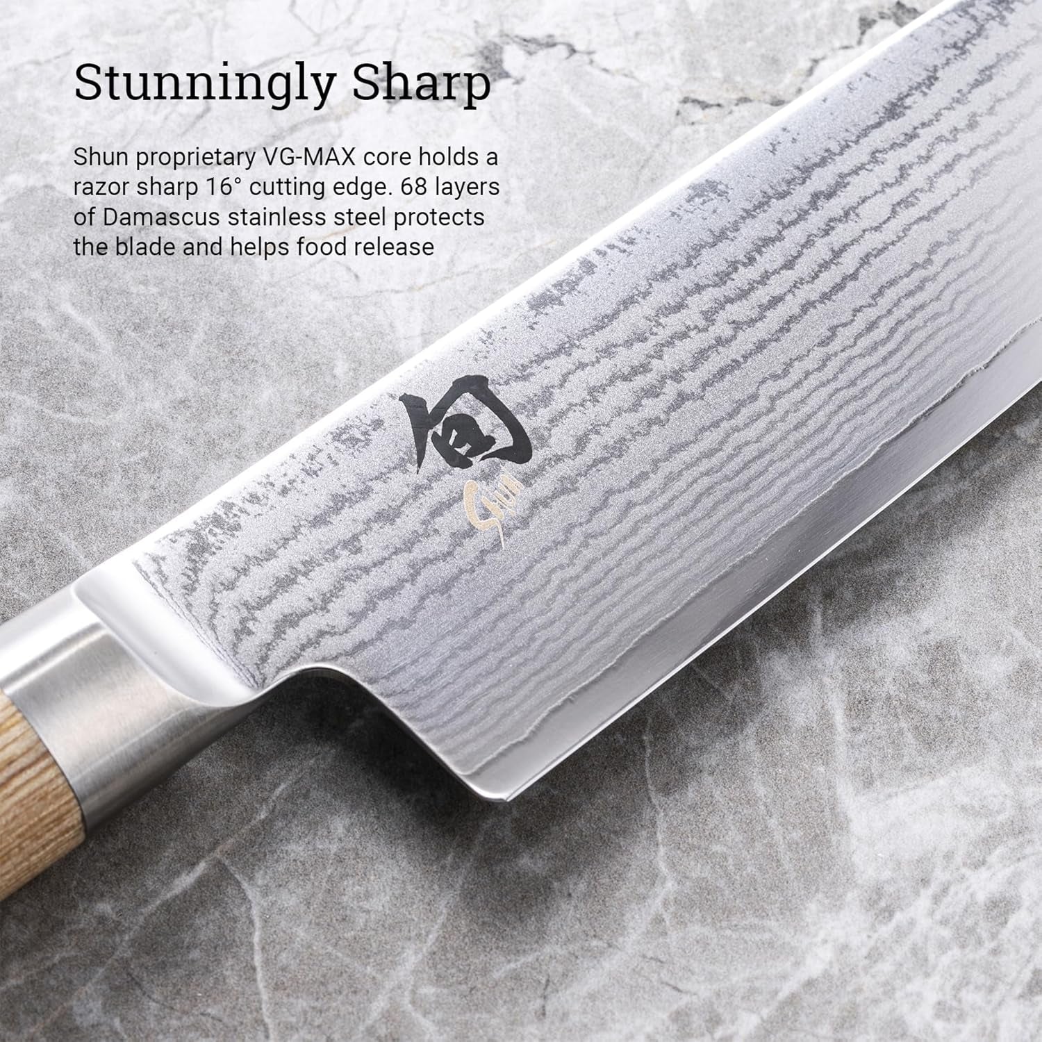 Classic Blonde 7" Santoku Knife, Handcrafted Japanese All Purpose Knife, VG-MAX Core with Damascus Stainless Steel Cladding, Pakkawood Handle, Versatile Japanese Cutting Knife