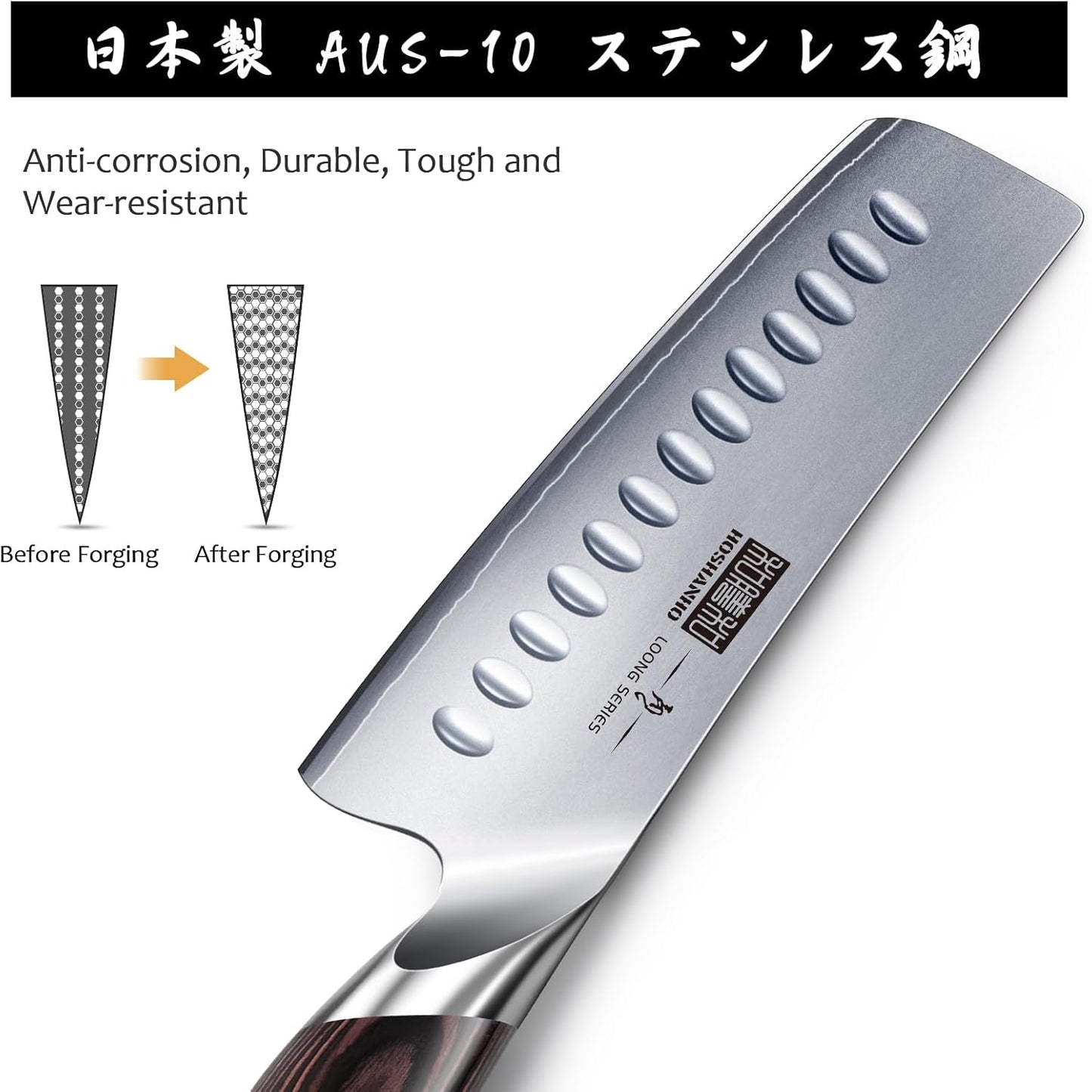 7 Inch Nakiri Knife, Japanese AUS-10 High Carbon Stainless Steel Chef Knife, Multipurpose Meat Vegetable Sharp Kitchen Knife with Ergonomic Pakkawood Handle