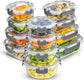 Joyful 24Pc(12 Airtight, Freezer Safe Food Storage Containers and 12 Lids), Pantry Kitchen Storage Containers, Glass Meal Prep Container for Lunch, Glass Storage Containers with Lids