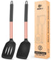 Pack of 2 Silicone Solid Turner, Non Stick Slotted Kitchen Spatulas, High Heat Resistant BPA Free Cooking Utensils, Ideal Cookware for Fish, Eggs, Pancakes(Black)