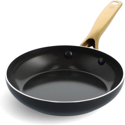 Frying Pan 8” Skillet, Diamond Infused Healthy Ceramic Nonstick, PFAS and Pfoa-Free, Dishwasher and Oven Safe, Even Heating, Metal Utensil Safe, Warp Control Base, Blue