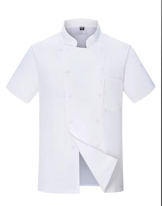 White Chef Coat Long Sleeve Hotel Chef Jacket T-Shirt Chef Uniform Restaurant Cook Uniform Bakery Breathable Cooking Clotheslogo