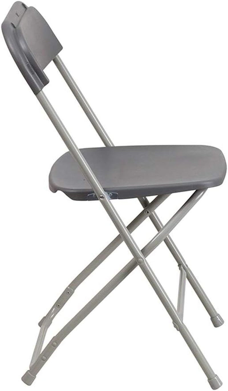 Hercules Series Plastic Folding Chairs for Parties and Weddings, Stackable Commercial Event Seats, Set of 10, Gray