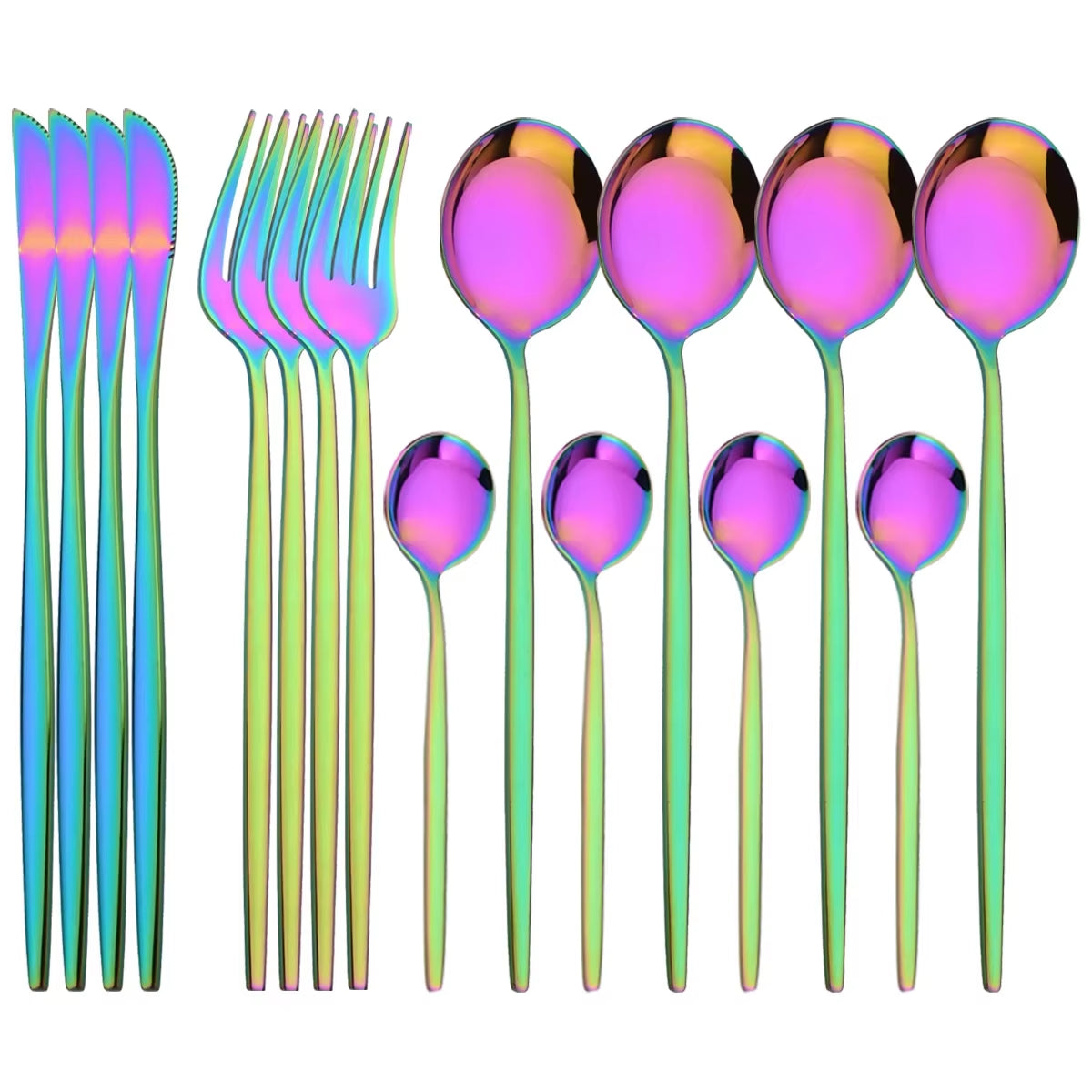 16Pcs Mirror Gold Dinnerware Set Stainless Steel Cutlery Set Fork Knife Coffee Spoon Tableware Silverware Kitchen Flatware Set