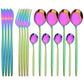 16Pcs Mirror Gold Dinnerware Set Stainless Steel Cutlery Set Fork Knife Coffee Spoon Tableware Silverware Kitchen Flatware Set