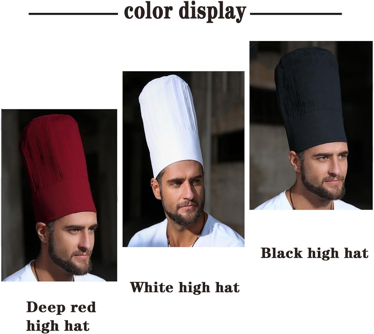 Chef Hat for Men Women Adults,Elastic Band Adjustable Cotton Chefs Hat Hibachi Chef Works Hats White Black Chef Cap Cook Hat