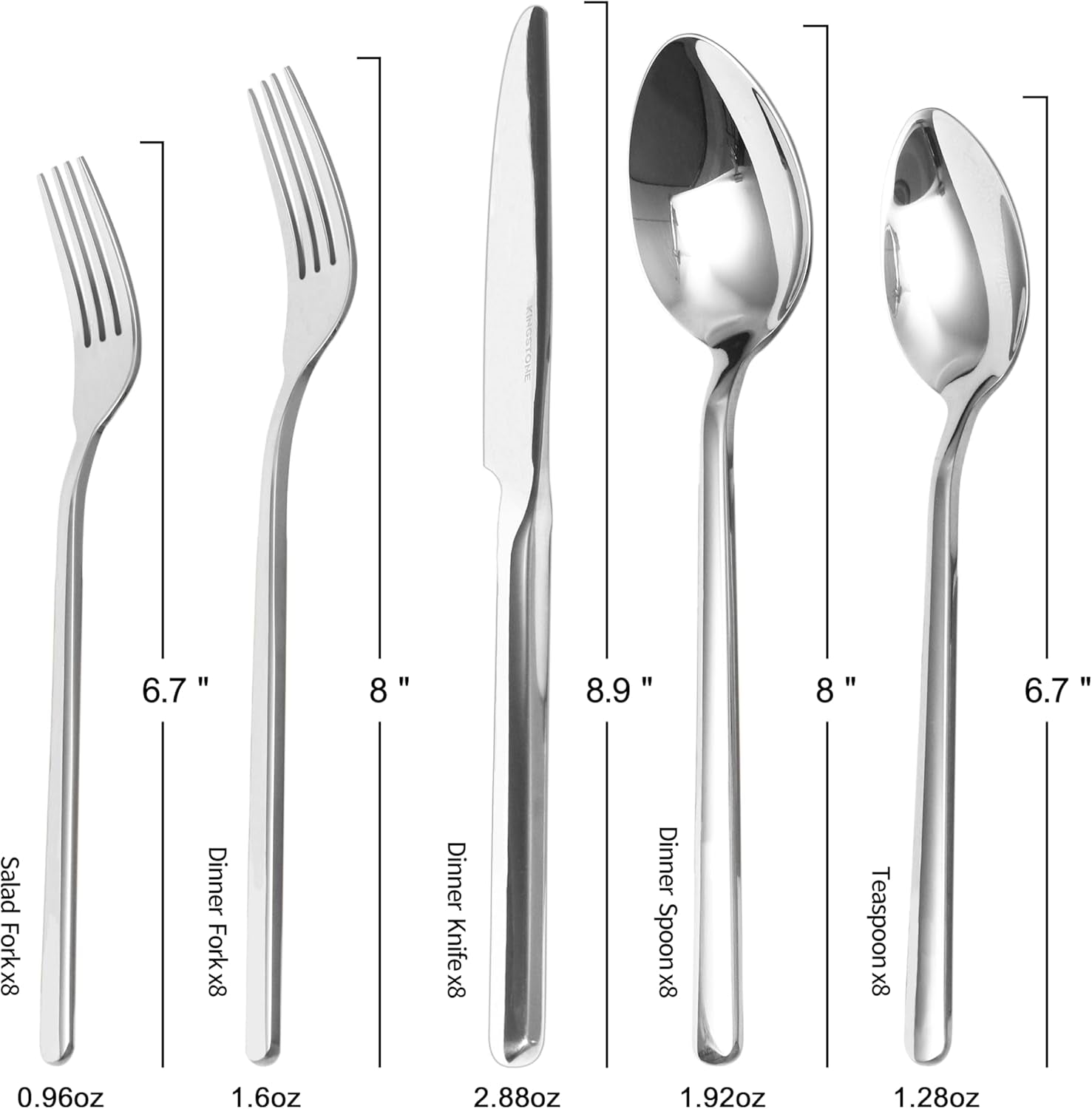 40 Piece Silverware Set,  Flatware Set for 8, 18/10 Stainless Steel Cutlery Set Mirror Polished Modern Design Dishwasher Safe