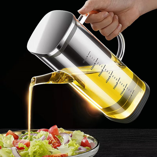 LFGB Certificated High-Borosilicate Glass Oilcan Anti-Smash -20℃~150℃ Resistant Oil Kettle Dustproof Kitchen Sauce Container