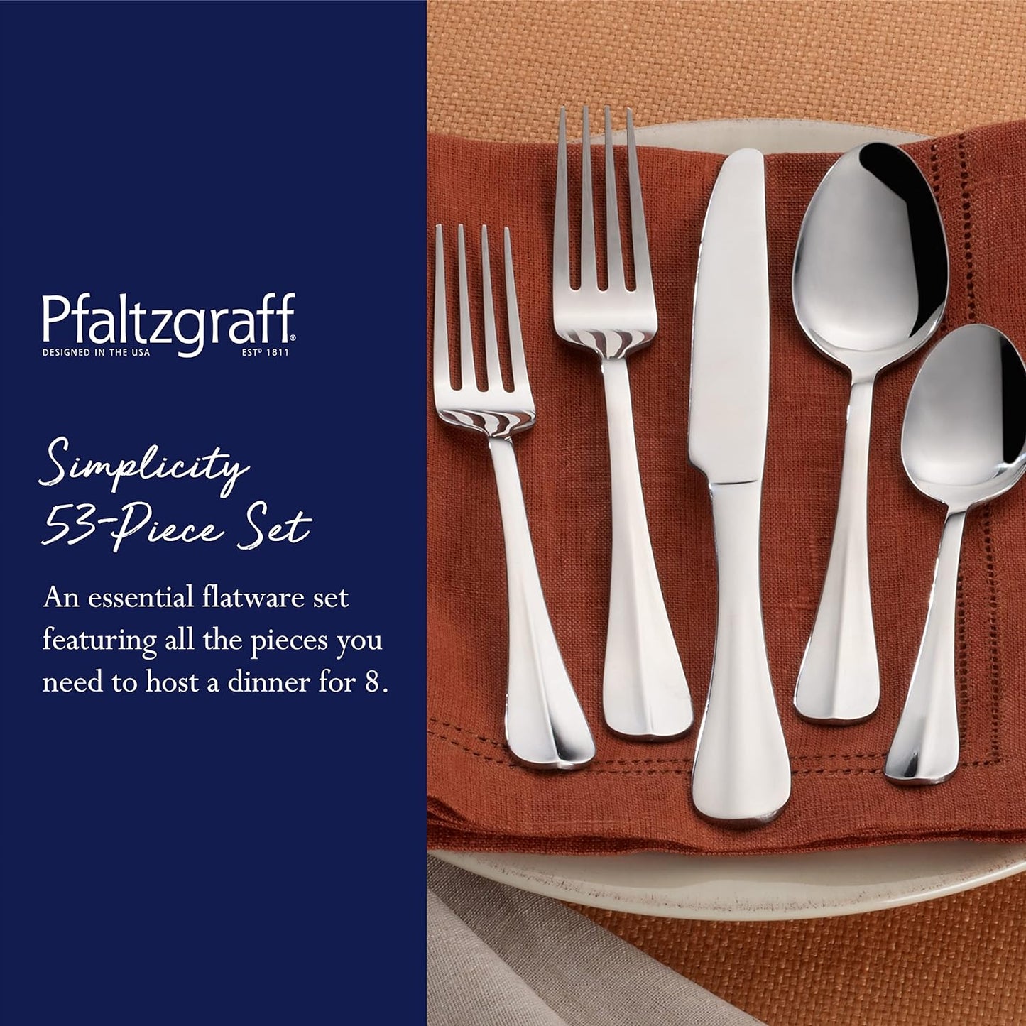 Everyday Simplicity 53-Piece Stainless Steel Flatware Set, Service for 8