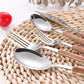 16Pcs Stainless Steel Imitation Wooden Handle Cutlery Set Dinnerware Clamp Western Tableware Knife Fork Tea Spoon Silverware